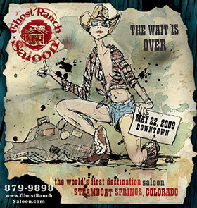 Ghost Ranch Saloon Ad - Illustration and Design By Creative Bearings